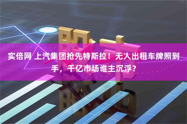 实倍网 上汽集团抢先特斯拉！无人出租车牌照到手，千亿市场谁主沉浮？