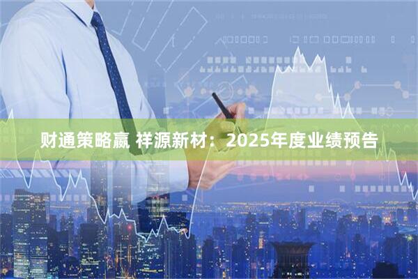 财通策略嬴 祥源新材：2025年度业绩预告